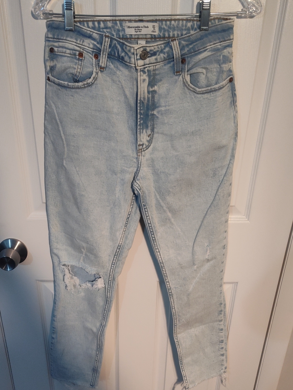 Abercrombie & Fitch Light Blue Distressed High-Rise Jeans